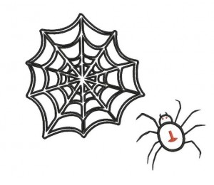 Stickdatei - ekelige Spinne mit Spinnennetz
